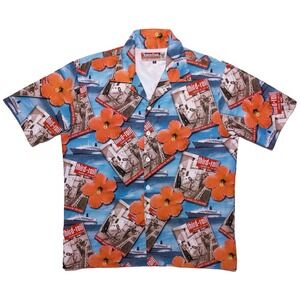 THIRD‎ RAIL Short Sleeve Hawaiian Button Shirt Cruise Magazine Cover Floral XL